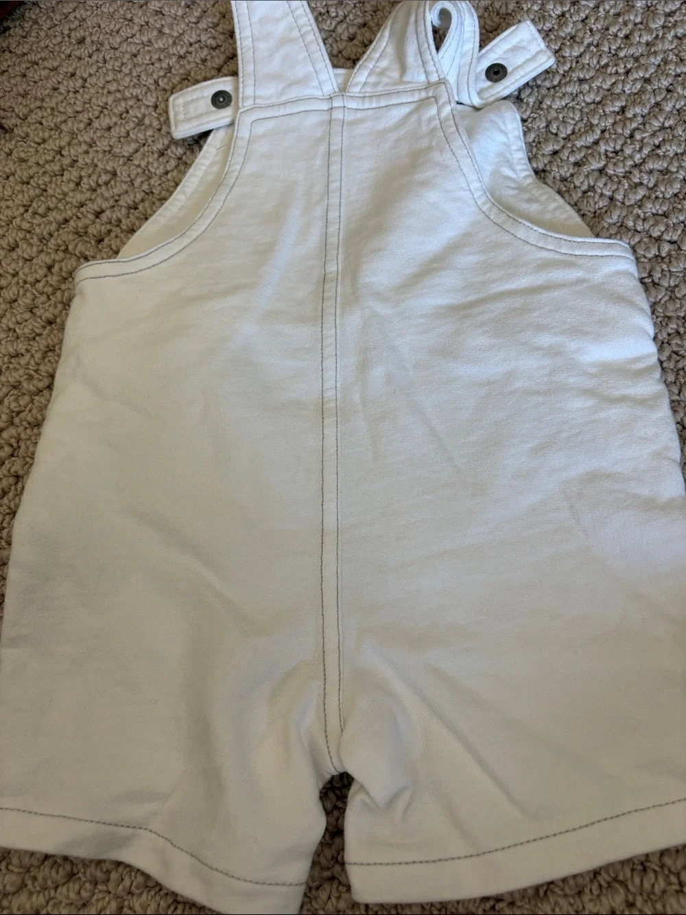 Baby’s White Shortall Overalls with Mint Striped Tee 12 Months - Picture 3 of 6
